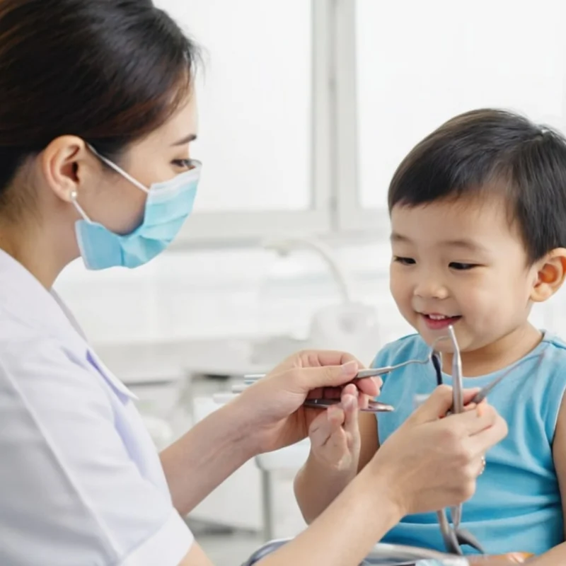 Dentist examining young child’s teeth during pediatric dental checkup at Fairmont Dental Centre in London Ontario
